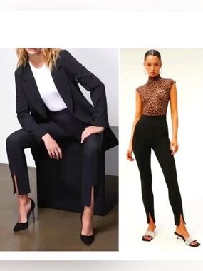 New GOOD AMERICAN The Boss Luxe Ponte Skinny Pant Zip Slit Ankle Blk M MSRP $169